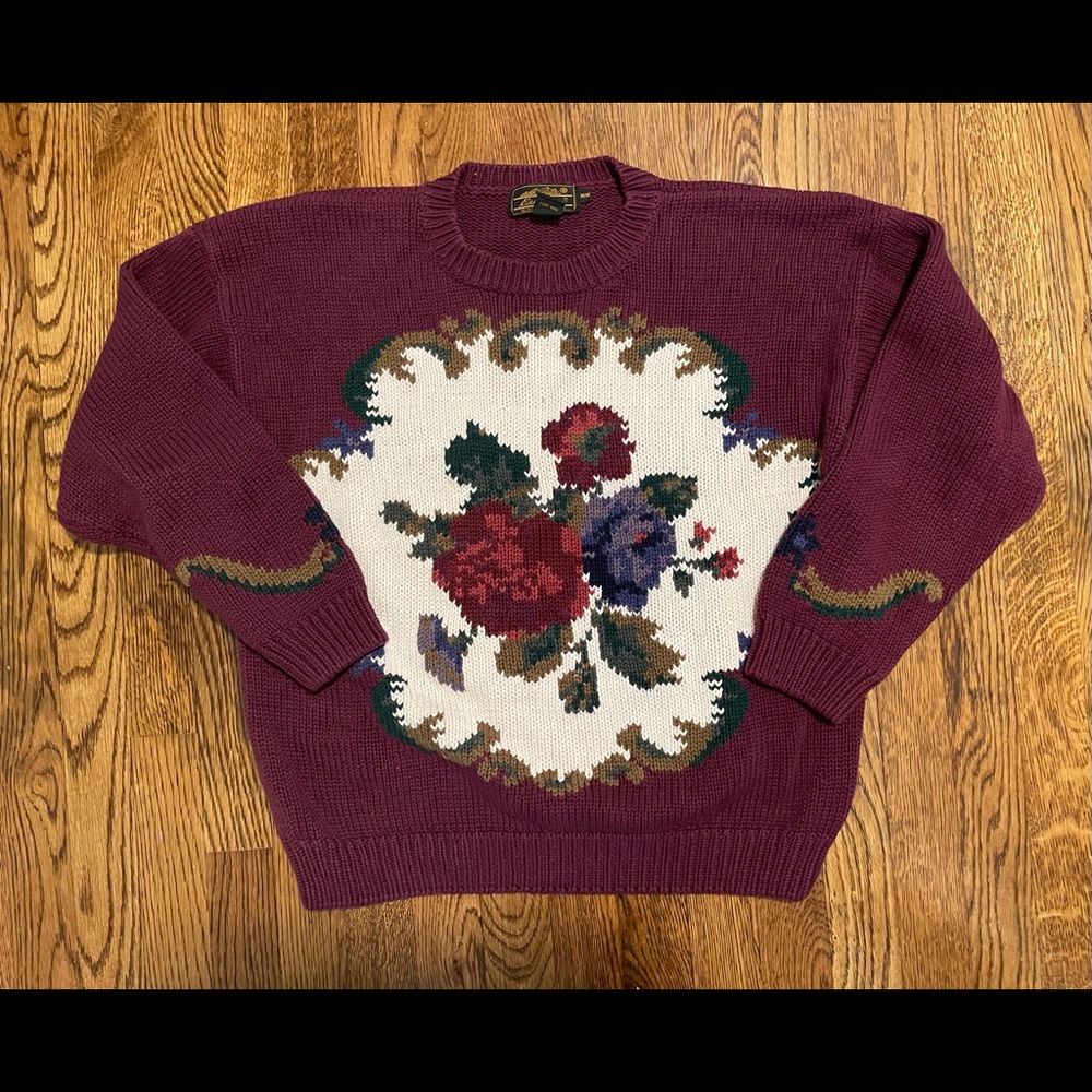 Vintage Eddie Bauer Floral Knit Sweater